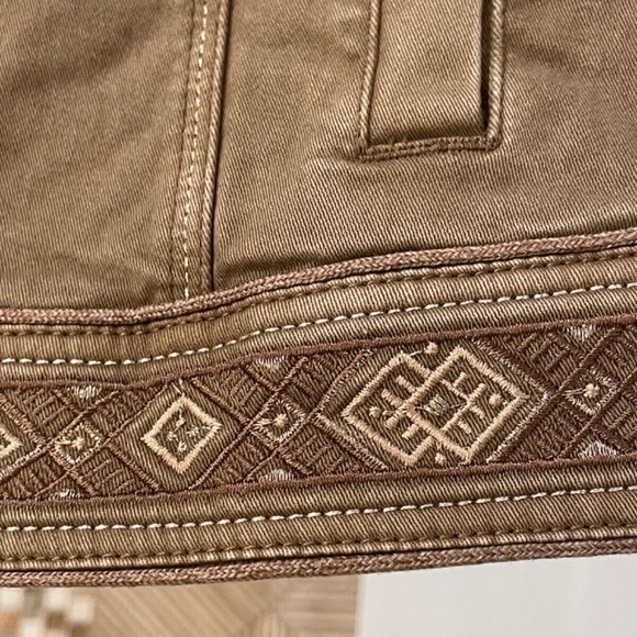 White House Black Market Brown Denim Military Jacket; Gold Buttons; Size 00 - Picture 7 of 10